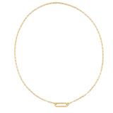 14k Yellow Gold Elongated Link Paperclip Necklace thumbnail 4