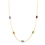 14K yellow gold paperclip chain necklace with flat interlocking oval links thumbnail 1