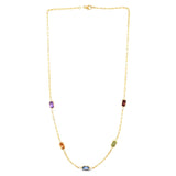 14K Yellow Gold Multi Gemstone Paperclip Necklace (1.50 mm) thumbnail 2