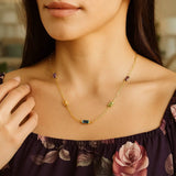14K Yellow Gold Multi Gemstone Paperclip Necklace (1.50 mm) thumbnail 8