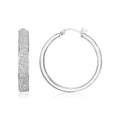 Sterling silver 925 round hoop earrings with glitter texture finish