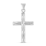 Sterling Silver Rhodium Plated Twisted Cross Pendant thumbnail 1