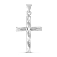 Sterling Silver Rhodium Plated Twisted Cross Pendant