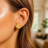 14K Yellow Gold Swirl Knot Stud Earrings thumbnail 2