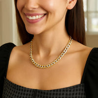14k Two Tone Gold Pave Curb Chain (7.00 mm)