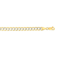 14k Two Tone Gold Pave Curb Chain (7.00 mm)