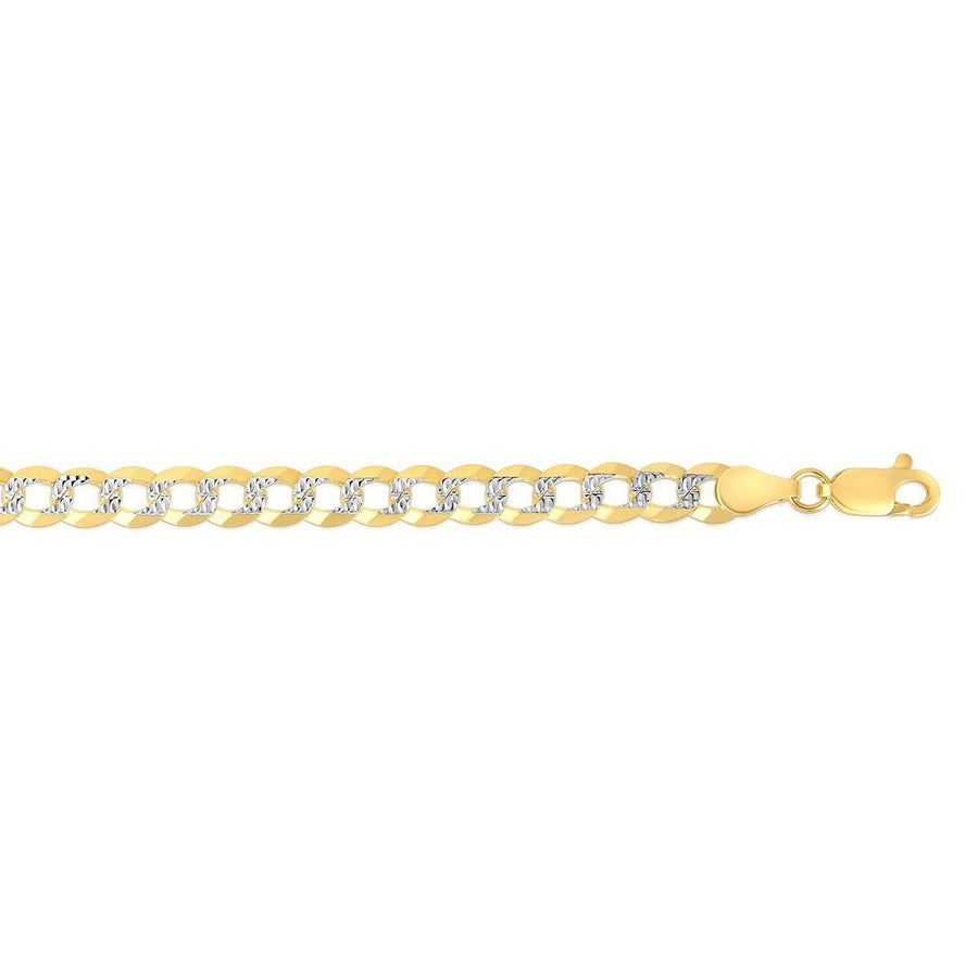 14k Two Tone Gold Pave Curb Chain (7.00 mm)