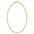 14K yellow gold paperclip chain necklace with lock charm