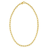 14K yellow gold paperclip chain necklace with lock charm thumbnail 1