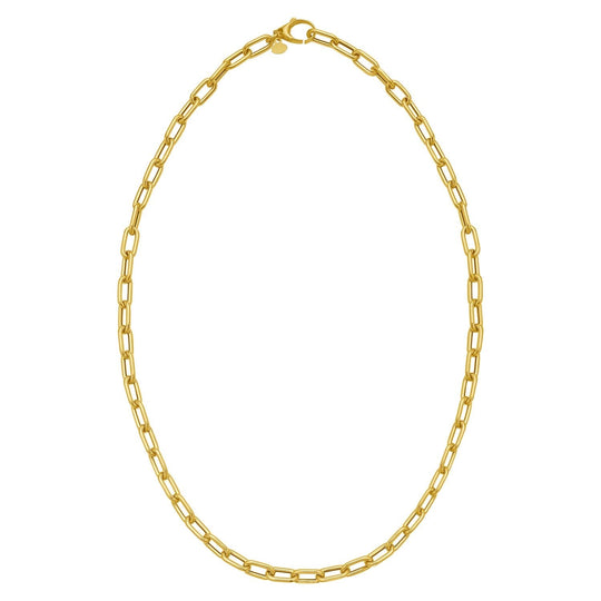 14K yellow gold paperclip chain necklace with lock charm