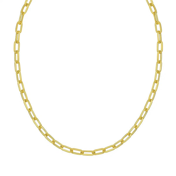14K Yellow Gold Charm Lock Paperclip Chain