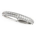 14K white gold ring with two rows of round pavé diamond stones