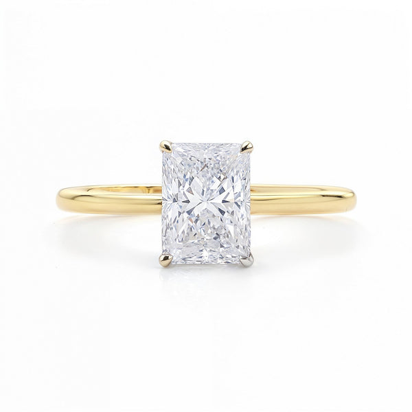 2 Carat Radiant Lab Grown IGI G/VS1 Diamond Solitaire Ring in 10K Yellow Gold