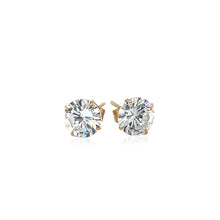 Load image into Gallery viewer, 14k Yellow Gold Stud Earrings with White Hue Faceted Cubic Zirconia(6mm)