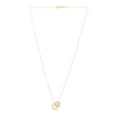 14k Yellow Gold High Polish Linked Mother of Pearl Circles Necklace thumbnail 2