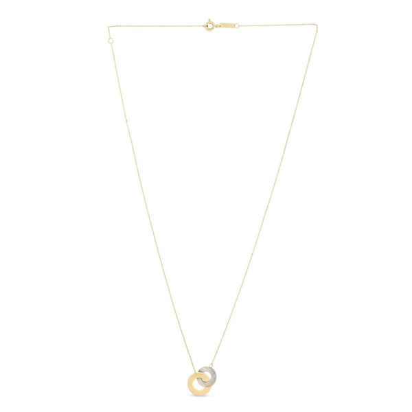 14k Yellow Gold High Polish Linked Mother of Pearl Circles Necklace