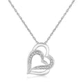 925 sterling silver pendant with heart diamond stones in dual heart motif