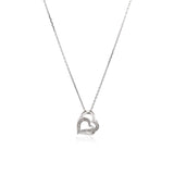 Sterling Silver Dual Heart Motif Pendant with Diamonds (.06 cttw) thumbnail 2