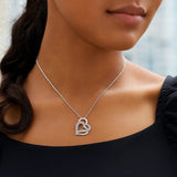 Sterling Silver Dual Heart Motif Pendant with Diamonds (.06 cttw) thumbnail 4