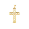 14K yellow gold vine cross pendant with high polish finish