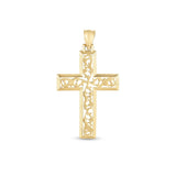 14k Yellow Gold High Polish Vine Cross Pendant thumbnail 1