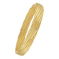 14K yellow gold twist bangle 10 mm wide slip-on style