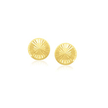 Load image into Gallery viewer, 14k Yellow Gold Textured Flat Style Stud Earrings(6mm)