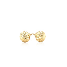 Load image into Gallery viewer, 14k Yellow Gold Textured Flat Style Stud Earrings(6mm)