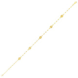 14K yellow gold mirror chain and puffed mariner station anklet thumbnail 1