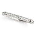 14K white gold wedding band with round diamonds and bead border