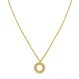 14K yellow gold circle necklace with a petite round diamond stone thumbnail 1