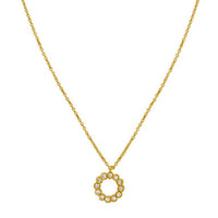 Classic 14K Yellow Gold Petite Diamond Circle Necklace
