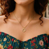 Classic 14K Yellow Gold Petite Diamond Circle Necklace thumbnail 3
