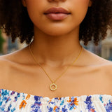 Classic 14K Yellow Gold Petite Diamond Circle Necklace thumbnail 5