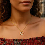 Classic 14K Yellow Gold Petite Diamond Circle Necklace thumbnail 6