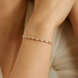 14K Yellow Gold Faceted Bead and Freshwater Pearl Bracelet (3.00 mm) thumbnail 4