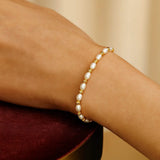 14K Yellow Gold Faceted Bead and Freshwater Pearl Bracelet (3.00 mm) thumbnail 5