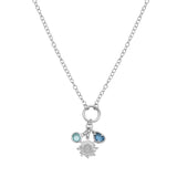 Sterling Silver Rhodium Plated Sunflower Cubic Zirconia Charm Necklace thumbnail 1