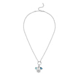 Sterling Silver Rhodium Plated Sunflower Cubic Zirconia Charm Necklace thumbnail 2