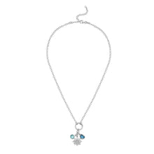 Sterling Silver Rhodium Plated Sunflower Cubic Zirconia Charm Necklace