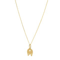 14K yellow gold necklace with heart and horse pendant