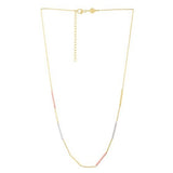 10K Tri Tone Gold Stationed Bar Necklace thumbnail 2