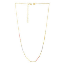 10K Tri Tone Gold Stationed Bar Necklace