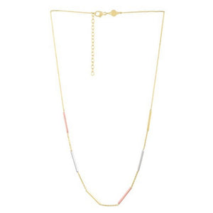 10K Tri Tone Gold Stationed Bar Necklace