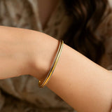 Two Tone Minimalist Bangle in 14K Yellow Gold (4.10 mm) thumbnail 5