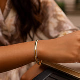 Two Tone Minimalist Bangle in 14K Yellow Gold (4.10 mm) thumbnail 6