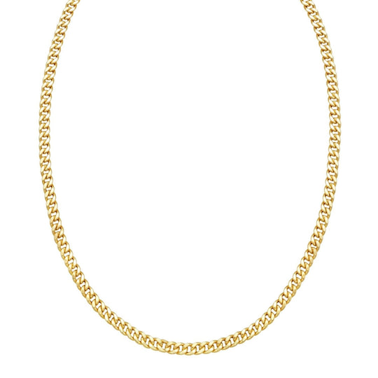 14K yellow gold petite faceted Cuban link chain necklace 4.50 mm