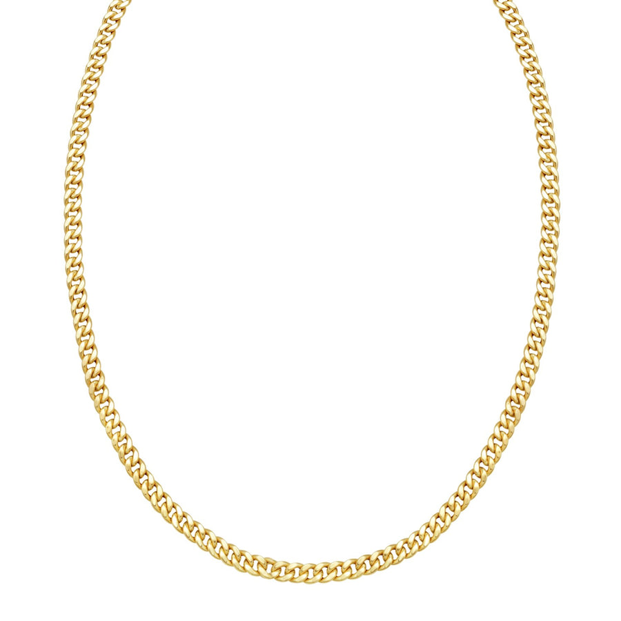 14K Yellow Gold Petite Faceted Cuban Link Chain Necklace (4.50 mm)