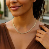 14K Yellow Gold Petite Faceted Cuban Link Chain Necklace (4.50 mm) thumbnail 5