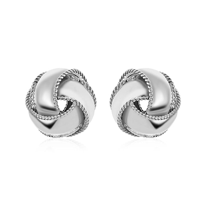 Textured and Polished Love Knot Earrings in Sterling Silver